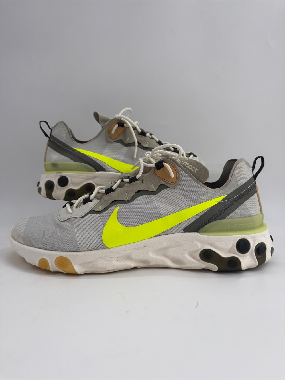 Nike React Element 55 Men's Size 14 Running Shoes Spruce Aura Fog Volt